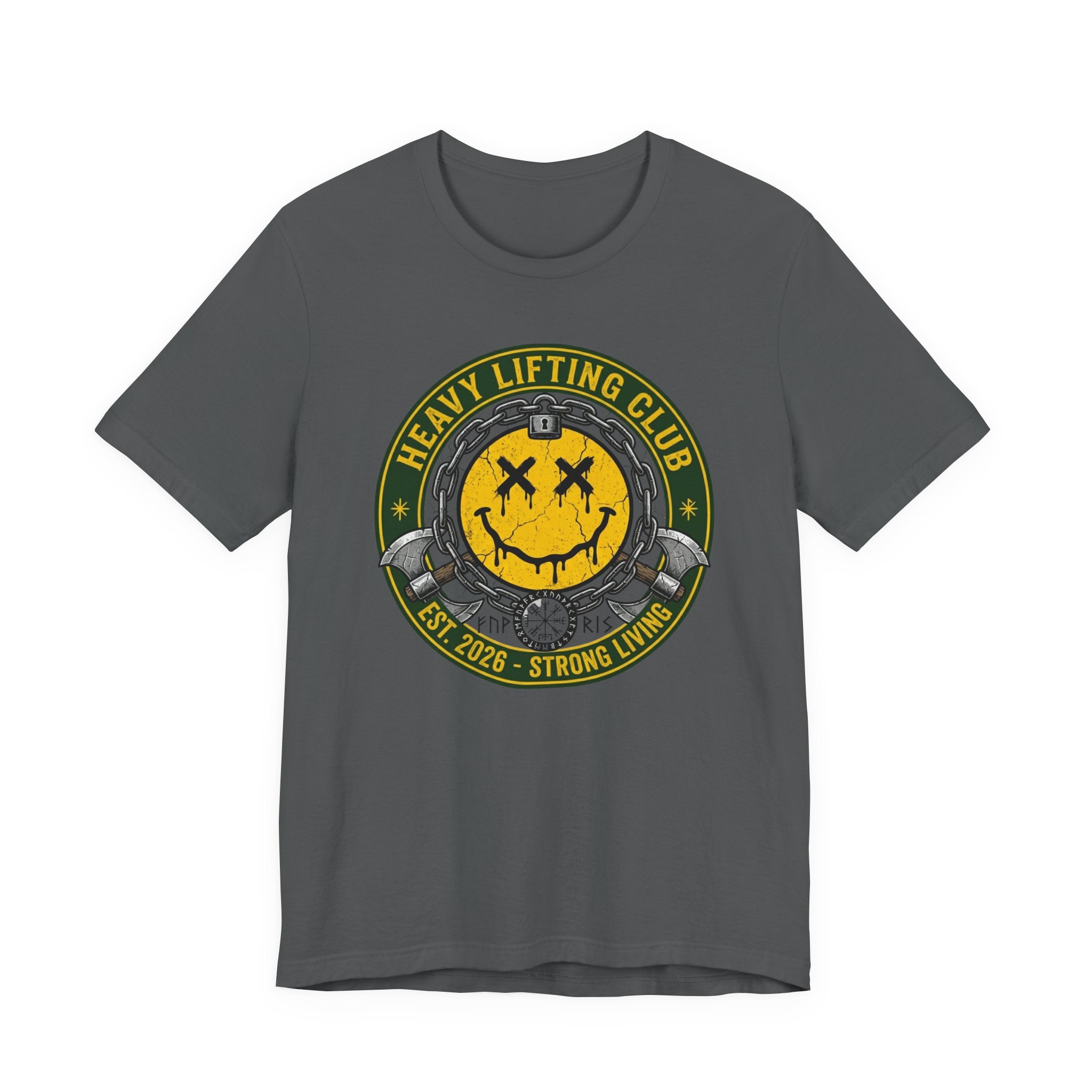 Heavy Lifting Club Tee — Smiley Barbell Gym Shirt