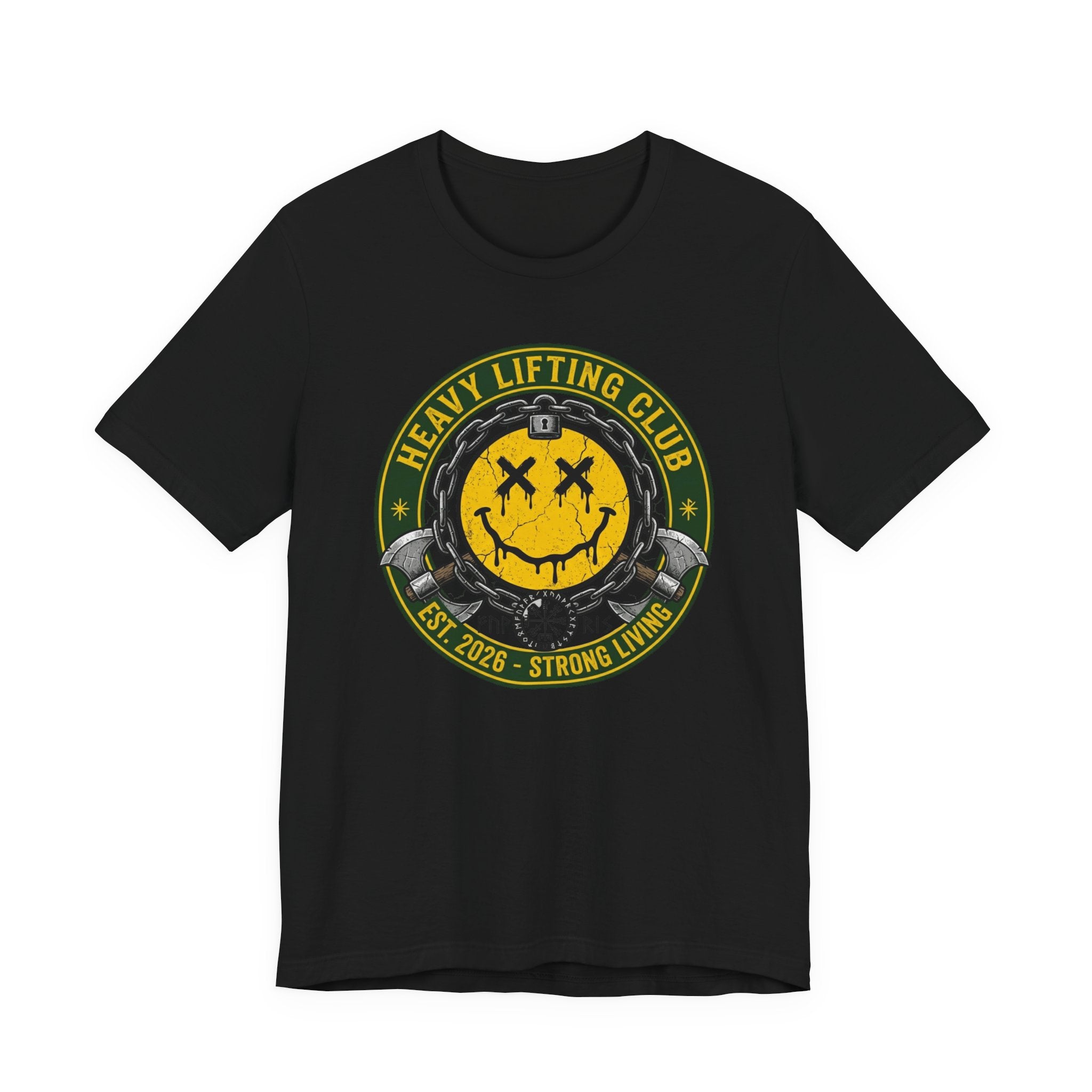Heavy Lifting Club Tee — Smiley Barbell Gym Shirt