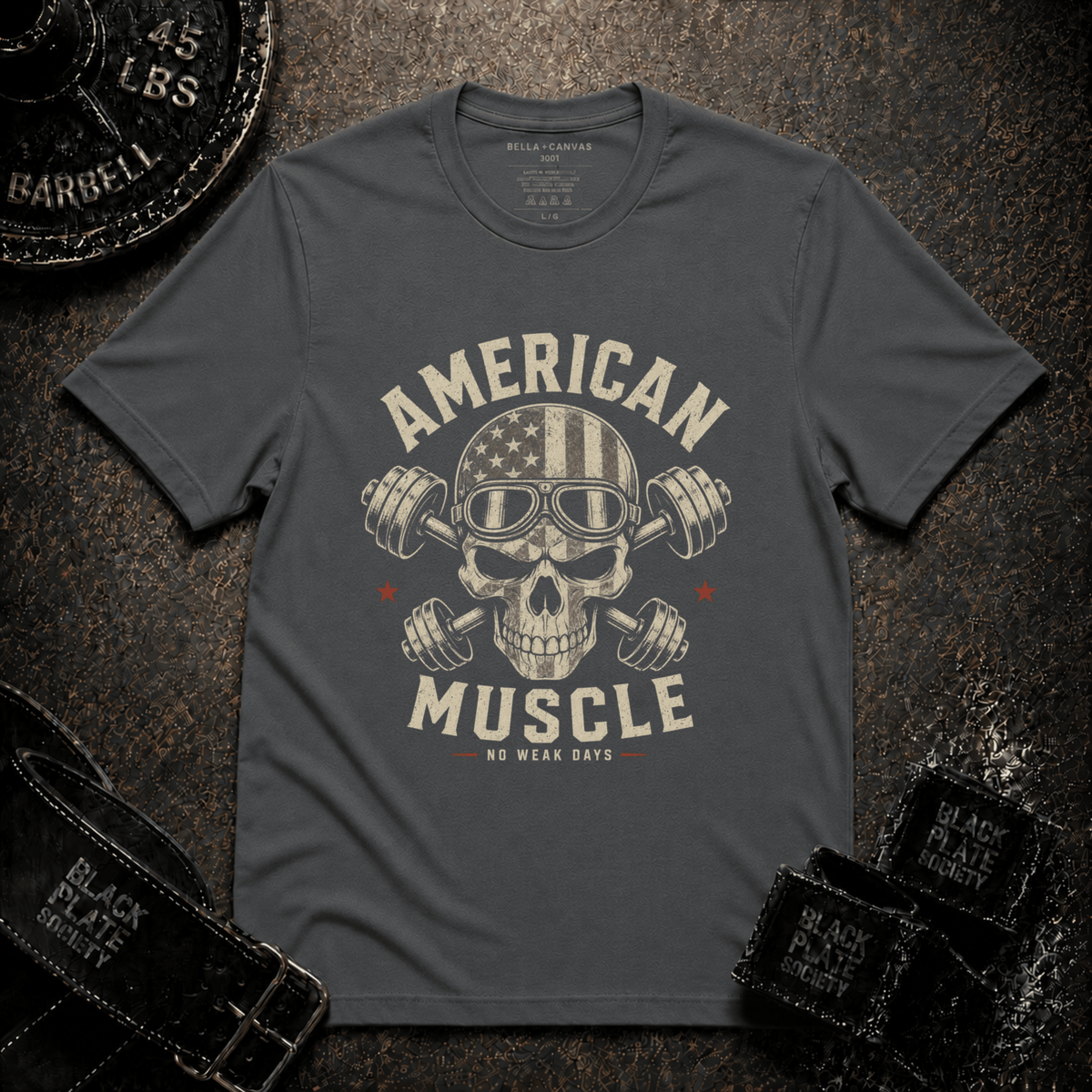 American Muscle Skull Gym T-Shirt