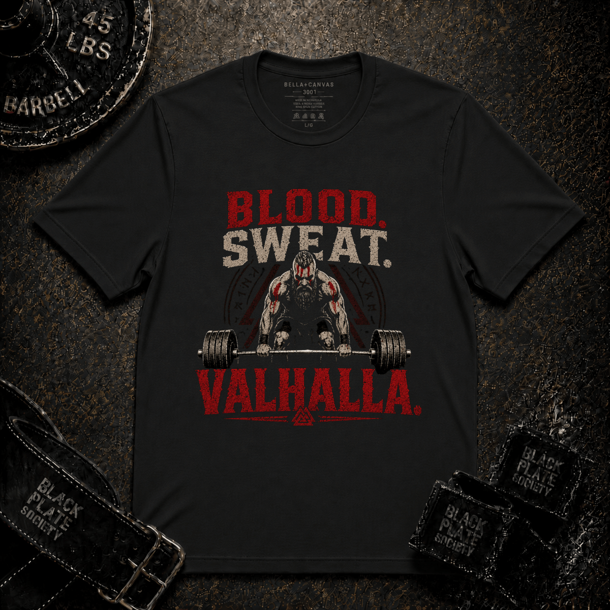 Blood Sweat Valhalla Weightlifting T-Shirt