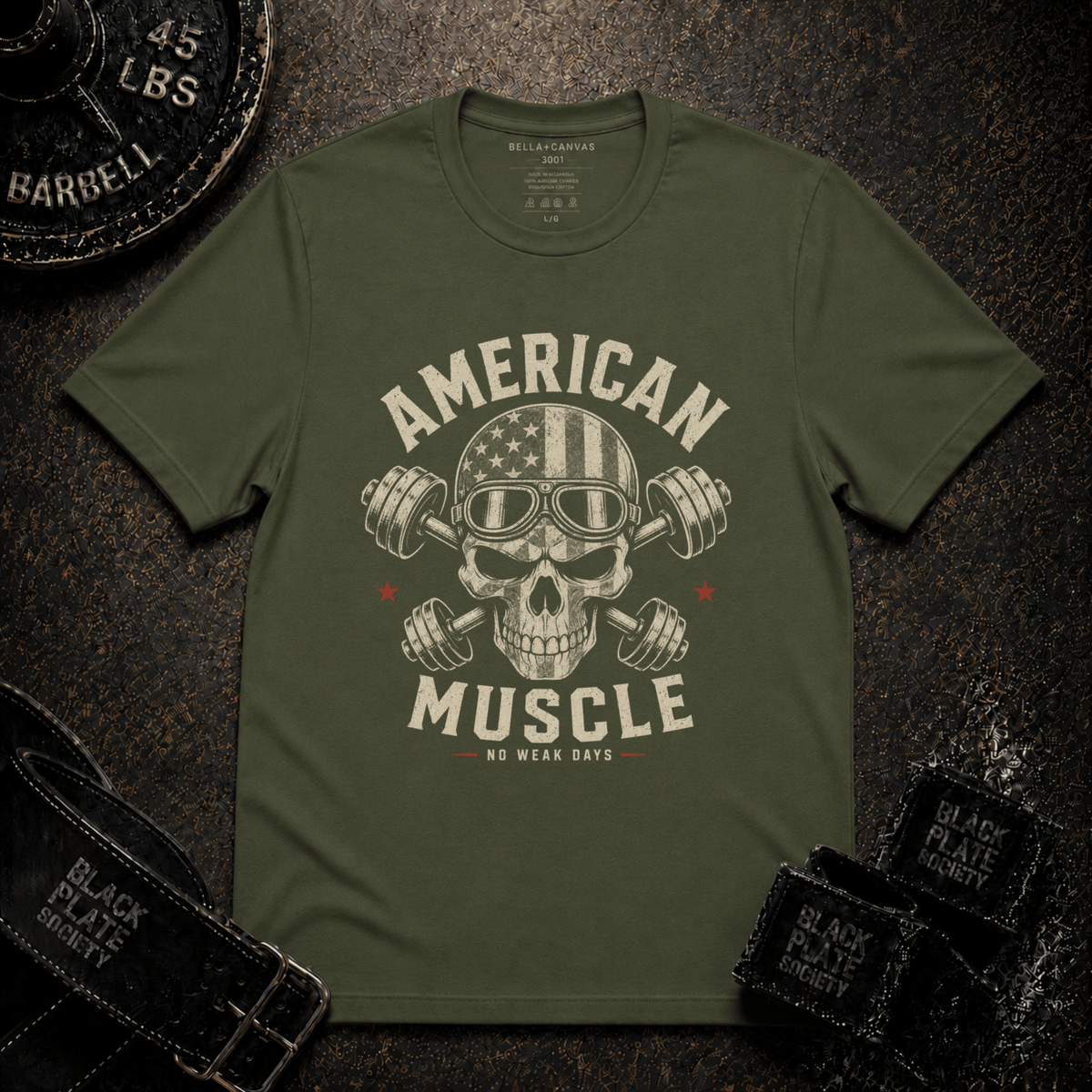 American Muscle Skull Gym T-Shirt